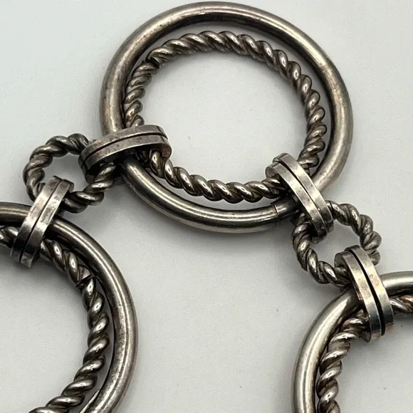 Grosse Germany heavy sterling silver round link twisted chain bracelet vintage